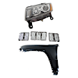 3-Piece Kit Driver Side Halogen Headlight, Includes (1) Fender, (1) Grille Assembly, and (1) Headlight, CAPA Certified