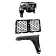 3-Piece Kit Driver Side Halogen Headlight, Includes (1) Fender, (1) Grille Assembly, and (1) Headlight