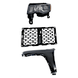 3-Piece Kit Driver Side Halogen Headlight, Includes (1) Fender, (1) Grille Assembly, and (1) Headlight