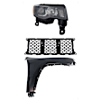 3-Piece Kit Passenger Side Halogen Headlight, Includes (1) Fender, (1) Grille Assembly, and (1) Headlight