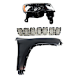 3-Piece Kit Passenger Side Halogen Headlight, Includes (1) Fender, (1) Grille Assembly, and (1) Headlight