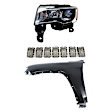 3-Piece Kit Driver Side Halogen Headlight, Includes (1) Fender, (1) Grille Assembly, and (1) Headlight
