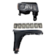 3-Piece Kit Passenger Side Halogen Headlight, Includes (1) Fender, (1) Grille Assembly, and (1) Headlight