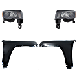 4-Piece Kit Driver and Passenger Side Halogen Headlight, With bulb(s), OE Replacement, CAPA Certified, Includes (2) Fender and (2) Headlight