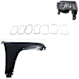 3-Piece Kit Passenger Side Halogen Headlight, Includes (1) Fender, (1) Grille Assembly, and (1) Headlight, CAPA Certified