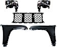 5-Piece Kit Driver and Passenger Side Halogen Headlight, With bulb(s), OE Replacement,, CAPA Certified, Includes (2) Headlight, (2) Fender and (1) Grille Assembly