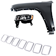 3-Piece Kit Driver Side Halogen Headlight, Includes (1) Fender, (1) Grille Assembly, and (1) Headlight