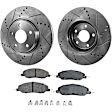 2-Wheel Set Front Brake Disc and Pad Kit, Cross-drilled and Slotted 316.2 mm Ceramic Pro-Line Series, Includes (1) Brake Pad Set and (2) Brake Disc