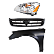 3-Piece Kit Driver Side Halogen Headlight, Without Sport Package, Includes (1) Fender, (1) Grille Assembly, and (1) Headlight