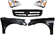 5-Piece Kit Driver and Passenger Side Halogen Headlight, Without Sport Package, Includes (2) Fender, (1) Grille Assembly, and (2) Headlight