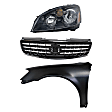 3-Piece Kit Driver Side Halogen Headlight, Includes (1) Fender, (1) Grille Assembly, and (1) Headlight