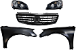 5-Piece Kit Driver and Passenger Side Halogen Headlight, Includes (2) Fender, (1) Grille Assembly, and (2) Headlight