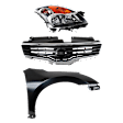 3-Piece Kit Passenger Side HID/Xenon Headlight, With bulb(s), OE Replacement, Sedan, Includes (1) Fender, (1) Grille Assembly and (1) Headlight