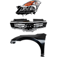 3-Piece Kit Driver Side HID/Xenon Headlight, With bulb(s), OE Replacement, Sedan, Includes (1) Fender, (1) Grille Assembly and (1) Headlight