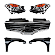 5-Piece Kit Driver and Passenger Side HID/Xenon Headlight, With bulb(s), OE Replacement, Sedan, Includes (2) Headlight, (1) Grille Assembly and (2) Fender