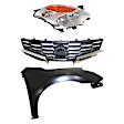3-Piece Kit Passenger Side HID/Xenon Headlight, Coupe, Includes (1) Fender, (1) Grille Assembly, and (1) Headlight