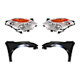 2008-2009 Nissan Altima - 4-Piece Kit Driver and Passenger Side HID/Xenon Headlight, With bulb(s), Coupe, OE Replacement, Includes (2) Fender and (2) Headlight