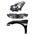 3-Piece Kit Driver Side Halogen Headlight, Sedan, Includes (1) Fender, (1) Grille Assembly, and (1) Headlight