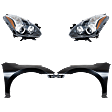 4-Piece Kit Driver and Passenger Side Halogen Headlight, With bulb(s), Sedan, OE Replacement, Includes (2) Fender and (2) Headlight