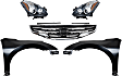5-Piece Kit Driver and Passenger Side Halogen Headlight, Sedan, Includes (2) Fender, (1) Grille Assembly, and (2) Headlight