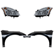 4-Piece Kit Driver and Passenger Side Halogen Headlight, With bulb(s), Sedan, OE Replacement, Includes (2) Fender and (2) Headlight