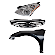 3-Piece Kit Driver Side HID/Xenon Headlight, Sedan, Includes (1) Fender, (1) Grille Assembly, and (1) Headlight