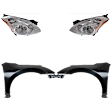 4-Piece Kit Driver and Passenger Side HID/Xenon Headlight, With bulb(s), Sedan, OE Replacement, Includes (2) Fender and (2) Headlight