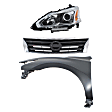3-Piece Kit Driver Side Halogen Headlight, Sedan, Includes (1) Fender, (1) Grille Assembly, and (1) Headlight