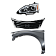 3-Piece Kit Driver Side Halogen Headlight, Sedan, Includes (1) Fender, (1) Grille Assembly, and (1) Headlight, CAPA Certified