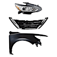3-Piece Kit Passenger Side Halogen Headlight, For Models Without Daytime Running Light, Includes (1) Fender, (1) Grille Assembly, and (1) Headlight, CAPA Certified