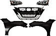 5-Piece Kit Driver and Passenger Side LED Headlight, Type 1, Includes (2) Fender, (1) Grille Assembly, and (2) Headlight