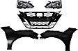 5-Piece Kit Driver and Passenger Side LED Headlight, Type 2, Includes (2) Fender, (1) Grille Assembly, and (2) Headlight