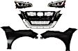 5-Piece Kit Driver and Passenger Side LED Headlight, Type 1, Includes (2) Fender, (1) Grille Assembly, and (2) Headlight