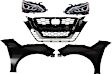 2019 Nissan Altima - 5-Piece Kit Driver and Passenger Side LED Headlight, With bulb(s), Type 2, OE Replacement,  Includes (2) Fender, (1) Grille Assembly, and (2) Headlight