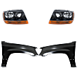 4-Piece Kit Driver and Passenger Side Halogen Headlight, With bulb(s), OE Replacement, Includes (2) Fender and (2) Headlight