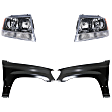 4-Piece Kit Driver and Passenger Side Halogen Headlight, With bulb(s), OE Replacement, Includes (2) Fender and (2) Headlight