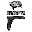 3-Piece Kit Passenger Side Halogen Headlight, For Models Without Luxury Group Package, Includes (1) Fender, (1) Grille Assembly, and (1) Headlight