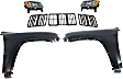 5-Piece Kit Driver and Passenger Side Halogen Headlight, For Models Without Luxury Group Package, Includes (2) Fender, (1) Grille Assembly, and (2) Headlight