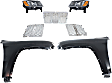 2015 Jeep Grand Cherokee - 5-Piece Kit Driver and Passenger Side Halogen Headlight, With bulb(s), OE Replacement, Includes (2) Fender, (1) Grille Assembly, and (2) Headlight
