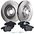 2-Wheel Set Front Brake Disc and Pad Kit, Plain Surface 5 Lugs 354.7 mm Organic Pro-Line Series, Includes (1) Brake Pad Set and (2) Brake Disc
