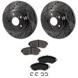 2-Wheel Set Front Brake Disc and Pad Kit, Cross-drilled and Slotted 276.86 mm Ceramic Pro-Line Series, Includes (1) Brake Pad Set and (2) Brake Disc