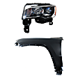 2017 Jeep Grand Cherokee - 2-Piece Kit Front, Driver Side Fender, CAPA Certified  Includes (1) Fender and (1) Headlight