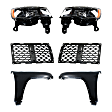 6-Piece Kit, Front, Driver and Passenger Side Fender, CAPA Certified, Includes (2) Fender, (2) Grille, and (2) Headlight