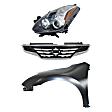 3-Piece Kit, Front, Driver Side Fender, 2-Door, Coupe, Includes (1) Fender, (1) Grille, and (1) Headlight