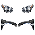 4-Piece Kit, Front, Driver and Passenger Side Fender, 2-Door, Coupe, Includes (2) Fender and (2) Headlight