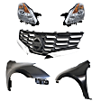 5-Piece Kit, Front, Driver and Passenger Side Fender, 2-Door, Coupe, Includes (2) Fender, (1) Grille, and (2) Headlight