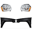 4-Piece Kit Driver and Passenger Side Halogen Headlight, With bulb(s), OE Replacement, CAPA Certified, Includes (2) Fender and (2) Headlight