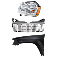 2005 Jeep Grand Cherokee - 3-Piece Kit Grille, Chrome,  Includes (1) Fender, (1) Grille, and (1) Headlight