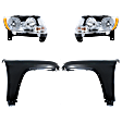 4-Piece Kit Driver and Passenger Side Halogen Headlight, With bulb(s), OE Replacement, Includes (2) Fender and (2) Headlight