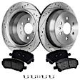 2-Wheel Set Rear Brake Disc and Pad Kit, Cross-drilled and Slotted 324 mm Organic Pro-Line Series, Includes (2) Brake Disc and (1) Brake Pad Set